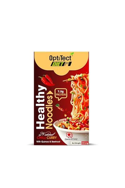 OptiTect Curry Noodles with Quinoa & Beetroot - 117.5g, Rich in Fiber & Protein