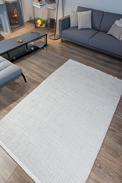 Estiva Home سجادة بوليستر بيضاء مضادة للغبار ومضادة للبكتيريا ومهدبة لغرفة ال...