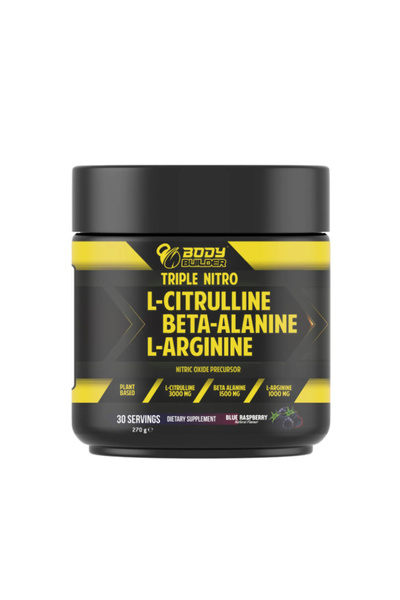 Body Builder تريبل نيترو، توت أزرق، 270 جم، إل-سيترولين، بيتا ألانين، إل-أرجينين، لتمارين رياضية مكثفة
