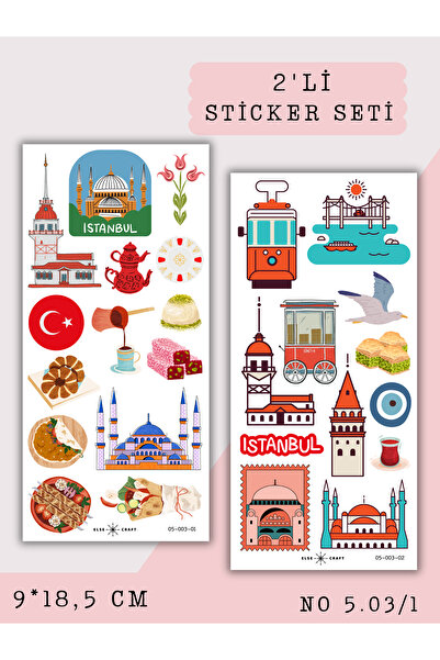 Else Craft 2'li İstanbul Seyahat Temalı Sticker 5.03/1 - Ajanda Planlayıcı Bu...