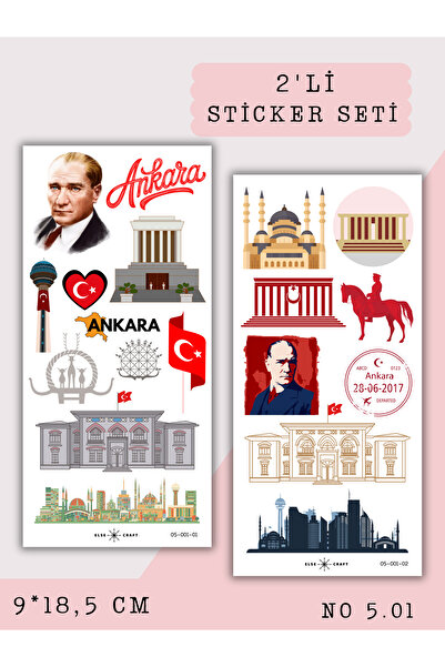 Else Craft 2'li Ankara Seyahat Temalı Sticker 5.01 - Ajanda Planlayıcı Bullet...