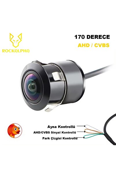 ROCKALPHA Balıkgözü Araba Arka Kamera Geniş Açı 170° Görüş Yardımcı Park Kamerası AHD/CVBS