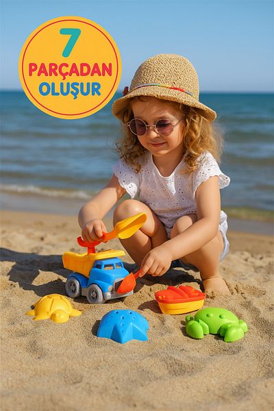 TOYFEST Netted Toy Truck and Sea Beach Set (7 Pieces)