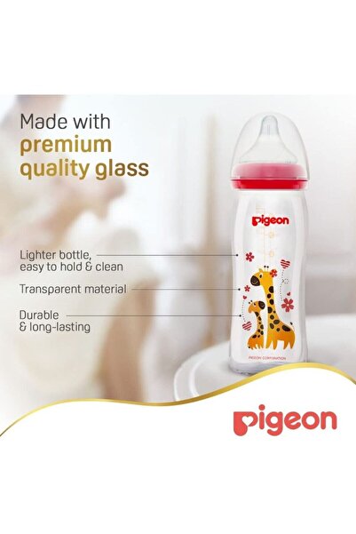 Pigeon Pigen Glass Bottle 240ml Softouch Drawings (267465) --- بيجون رضاعة زجاج 240مل سوفت تتش برسومات