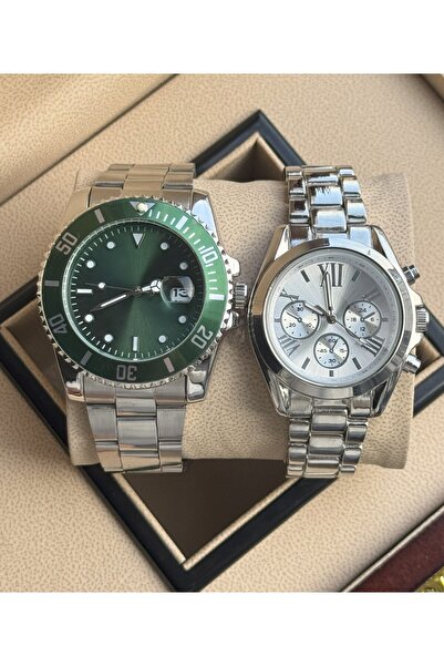 Tulpar زوجين ساعة اليد المعدنية الحبل التناظرية عشاق الساعات في صندوق خاص