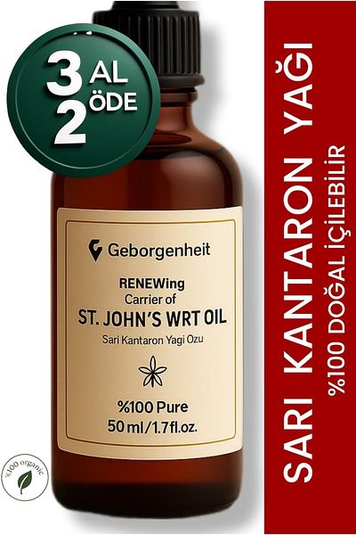 geborgenheit يرجى الانتباه! زيت نبتة سانت جون الأصلي الصالح للأكل، طبيعي نقي 100%، 50 مل. لا تحتوي على مواد كيميائية مضافة