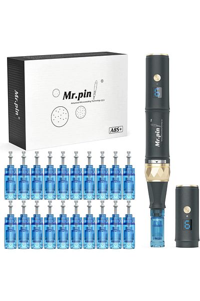 Mr Pin Mr. Pen A8s Plus Derma Pen - Cordless with 22 Replacement Cartridges in Different Sizes