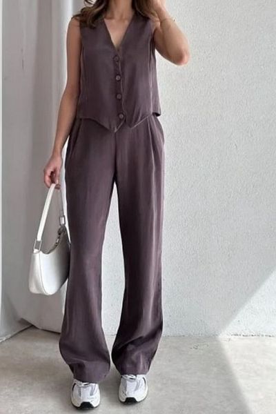 Feela Moda 2011 Women's Modal Fabric Woven Vest Palazzo Suit