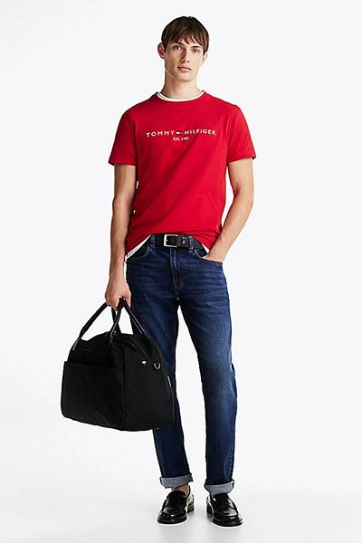 Tommy Hilfiger Tommy Logo Tee Men's Red T-Shirt Mw0Mw11797Xld