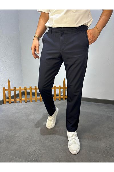 MODA Brand Equivalent Jogger Fabric Pants Navy Blue