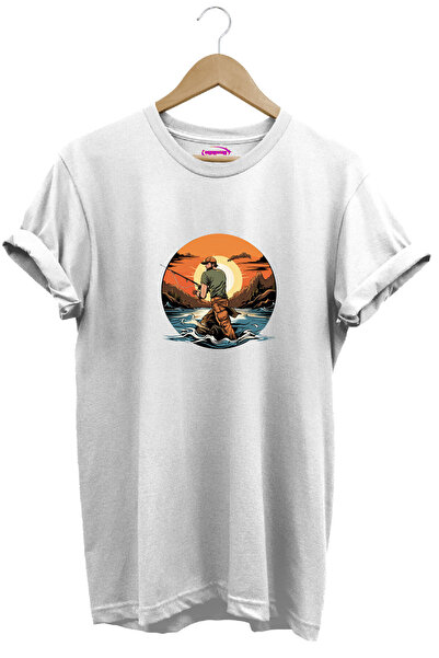 onsrawear Μπλουζάκι Fisherman Outdoor Fishing with Fishing Rod and Nature, Se...