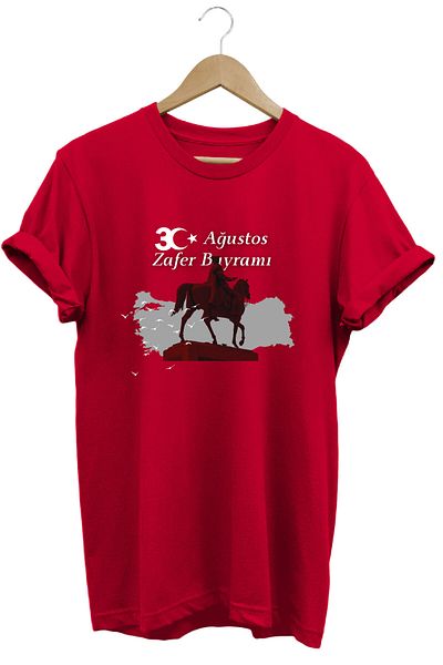 onsrawear 30 August Victory Day Kemal Ataturk Design Printed Unisex 100% Cotton Basic T-Shirt