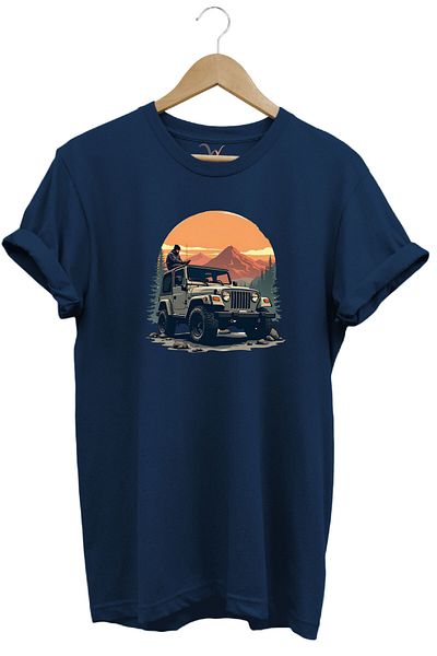 onsrawear Outdoor Offroad 4X4 Car Printed Landscape Mountain Cracking Non-Fading Print 100% Cotton Basic T-Shirt