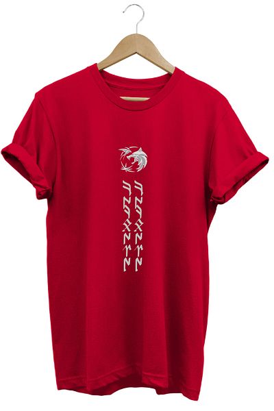 onsrawear Kökbörü Turkey Bozkurt and Anka Bird Wolf Printed Göktürk Written 100% Cotton Red Basic T-Shirt