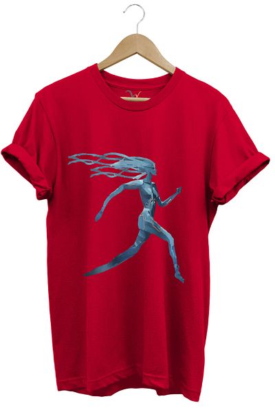 onsrawear Running Toward the Future Unisex 100% Cotton Red Basic T-Shirt
