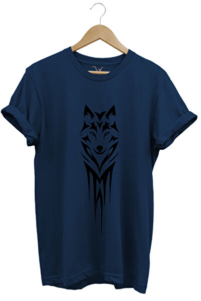 MODA Tricou de bază cu gât rotund, 100% bumbac, cu imprimeu Wolf