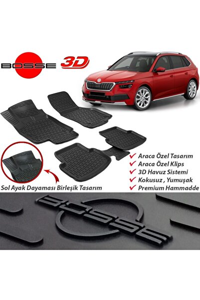 BOSSE Skoda Kamiq Paspas Araca Özel 2020 2024 Paspas 3D Havuzlu