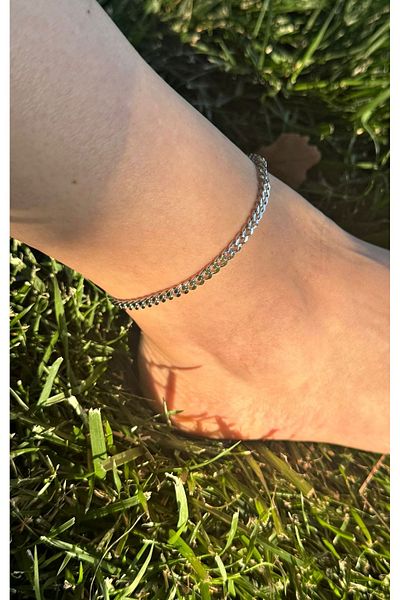 mos&more Stainless Steel Silver Chain Model Anklet