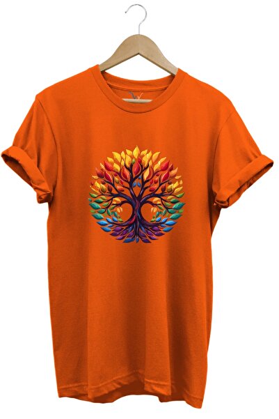 MODA Tricou de bază cu decolteu rotund, portocaliu, 100% bumbac, imprimat cu ...