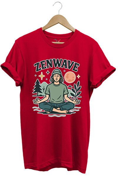 onsrawear Unisex 100% Cotton Red Basic T-Shirt Reflecting Meditation and Natu...