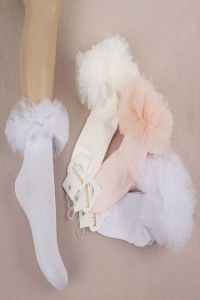 KIPIRIK BABY 1 Pack Girls' Ruffle Detailed White Socks