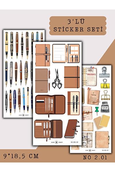 Else Craft 3'lü Journal Temalı Sticker Seti No 2.01 - Ajanda Planlayıcı Bulle...
