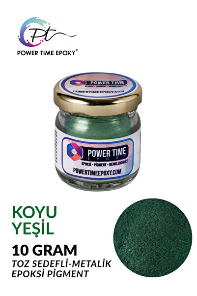 POWER TIME EPOXY Sedefli Metalik Toz Pigment Boya 10 gram / Koyu Yeşil / Epok...