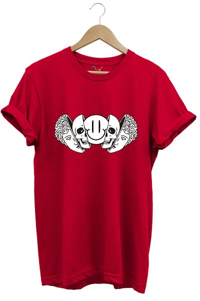 onsrawear Surreal Graphic Printed Unisex 100% Cotton Red Summer T-Shirt