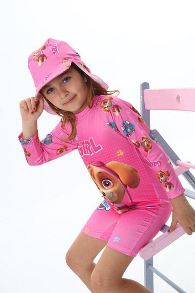 YİGİT BUTİK Yigit Boutique Paw Patrol Printed Hat Girl's Swimsuit