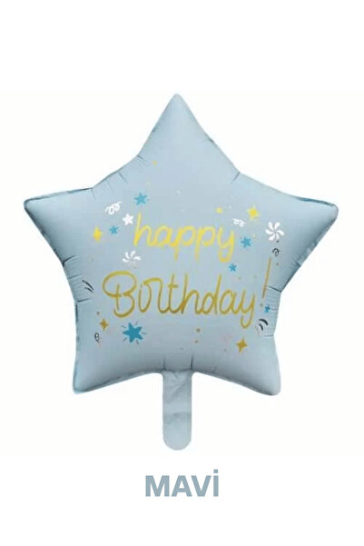 Bunloon Happy Birthday Yıldız Folyo Balon Doğum Günü Parti Süsleme