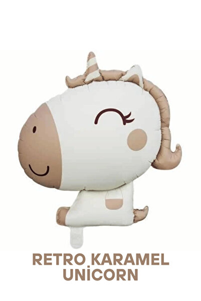 Bunloon Retro Karamel Unicorn Folyo Balon Doğum Günü Parti Süsleme