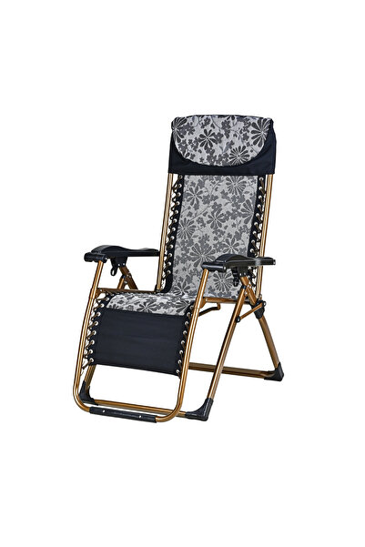 Bysay KAMP SANDALYESİ ŞEZLONG SANDALYE KATLANIR PORTATİF (SİYAH)