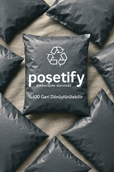POŞETİFY Cepsiz Kargo Poşeti 22x30x5 cm | 25 Adet | E-Ticaret Poşeti | Gri | Yapışkan Bantlı Kargo Zarfı