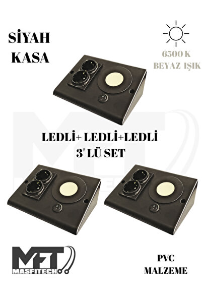 Masfitech Dolap Tezgah Altı Prizli Aydınlatma 3 Watt 6500k Beyaz Işık (3 ADET...