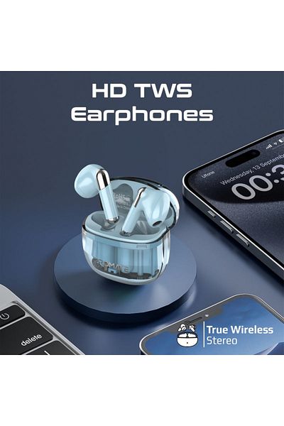 Promate High Definition Transparent TWS Earbuds with IntelliTouch - Blue