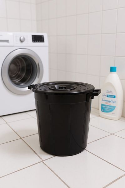 Living 55L Plastic Trash Bin with Lid & Side Handles