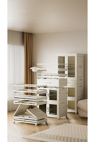 Old_Feller خزانة ملابس محمولة قابلة للطي للأطفال من طبقتين مع قضيب تعليق، 6 علاقات، إعداد سريع