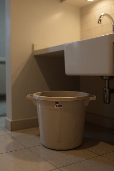 Living 55L Plastic Trash Bin with Lid & Side Handles