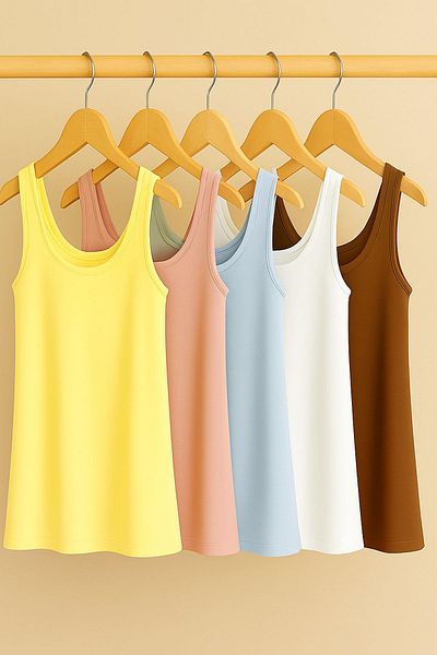 COTENCONCEPT Tricou pentru atlet cu bretele groase din bumbac, 5 bucăți