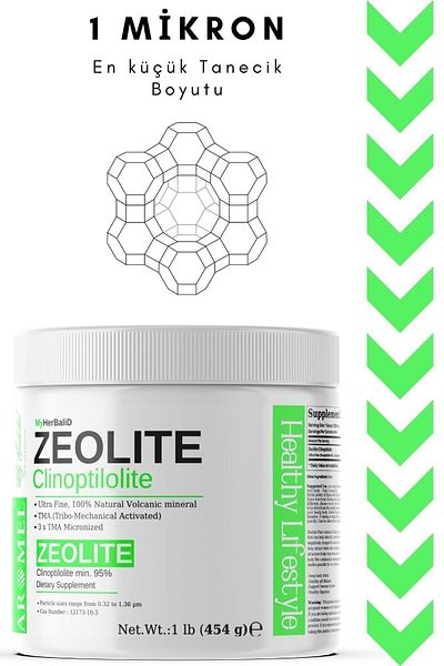 Aromel 454 Gr Zeolite Powder - 1 Micron Ultra Fine, Micronized Head Activated (TRİBO-MECHANİCAL ACTIVATED)