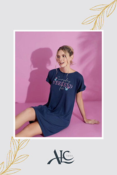 Alcteks Lightweight and Breathable Women's Nightdress Short Sleeve, Blue Patt...