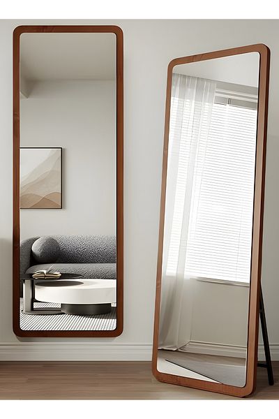 Taimi Full Length Wooden Frame Mirror With Stand For Bedroom Dressing Room Living Room 160x60 Cm