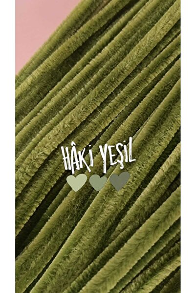 hobidaşım Şönil Haki yeşil 30 cm 20 li 1 Paket Haki yeşil Renkli Tüylü Tel Peluş Tel 30 cm Elişi Okul Projeler