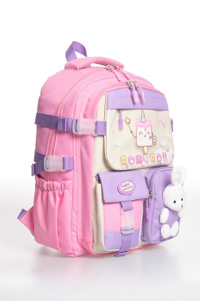 Roxbros Ice Cream Patterned 3-Piece Girl's School Bag Set - Pencil Holder and Thermal Nutrition Primary School Bag