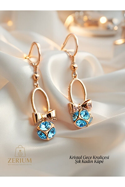 ZERİUM Kristal Gece Kraliçesi Şık Kadın Küpe