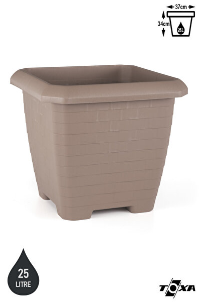 ToXA 25 Litre Tabaksız Hisar Kale Saksı 37cm Kare Büyük Boy Plastik Bahçe Bit...