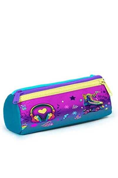 Coral High Căști pentru copii, roz turcoaz, cu model de patine, geantă de cre...