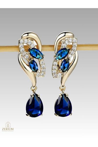 ZERİUM Queen Sparkle Drop Zircon Dangle Earrings