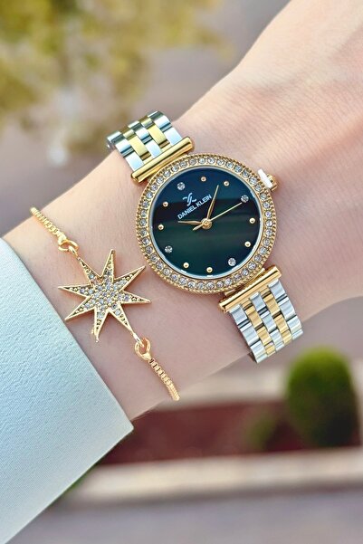 Daniel Klein Kadranı Yeşil Kordonu Gold Gri Renk Ayarlanabilir Kordonlu 28 Mm...