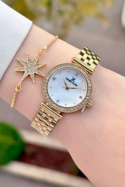 Daniel Klein Altın Renk 2 Yıl Garantili 28 Mm Kadın Kol Saati ve Bileklik